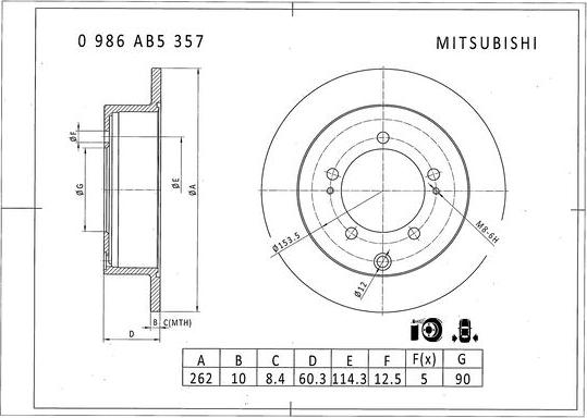 BOSCH 0 986 AB5 357 - Jarrulevy inparts.fi