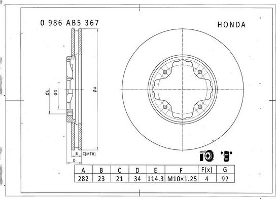 BOSCH 0 986 AB5 367 - Jarrulevy inparts.fi