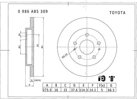 BOSCH 0 986 AB5 309 - Jarrulevy inparts.fi