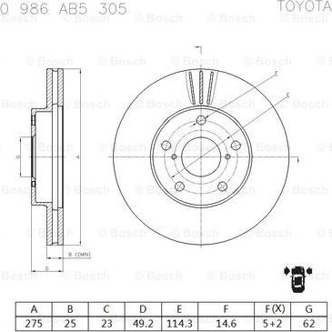 BOSCH 0 986 AB5 305 - Jarrulevy inparts.fi