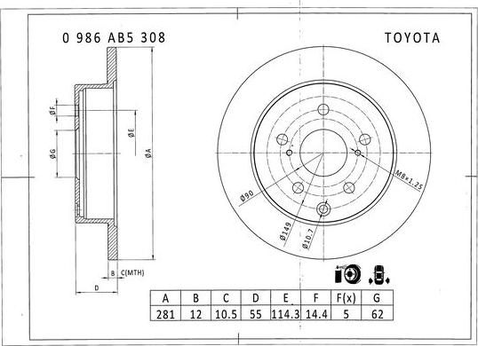 BOSCH 0 986 AB5 308 - Jarrulevy inparts.fi