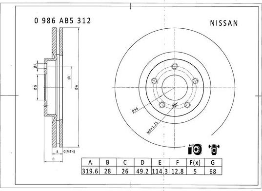 BOSCH 0 986 AB5 312 - Jarrulevy inparts.fi