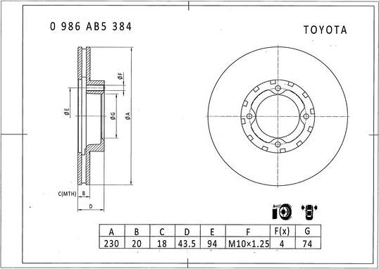 BOSCH 0 986 AB5 384 - Jarrulevy inparts.fi