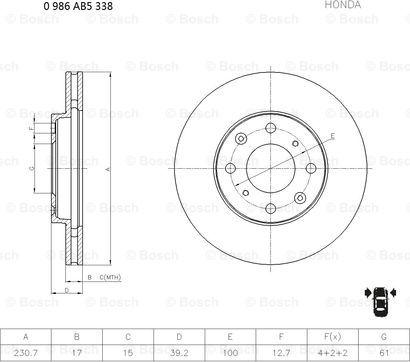 BOSCH 0 986 AB5 338 - Jarrulevy inparts.fi