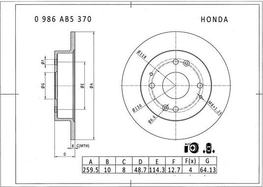 BOSCH 0 986 AB5 370 - Jarrulevy inparts.fi