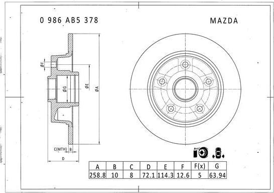 BOSCH 0 986 AB5 378 - Jarrulevy inparts.fi