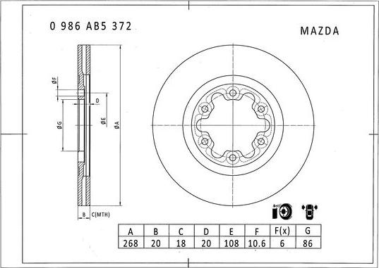 BOSCH 0 986 AB5 372 - Jarrulevy inparts.fi