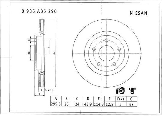 BOSCH 0 986 AB5 290 - Jarrulevy inparts.fi