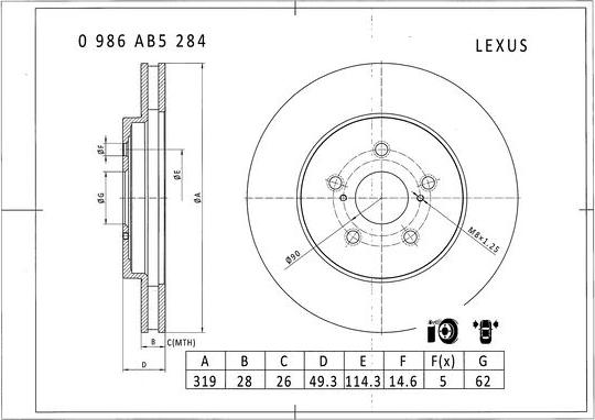 BOSCH 0 986 AB5 284 - Jarrulevy inparts.fi