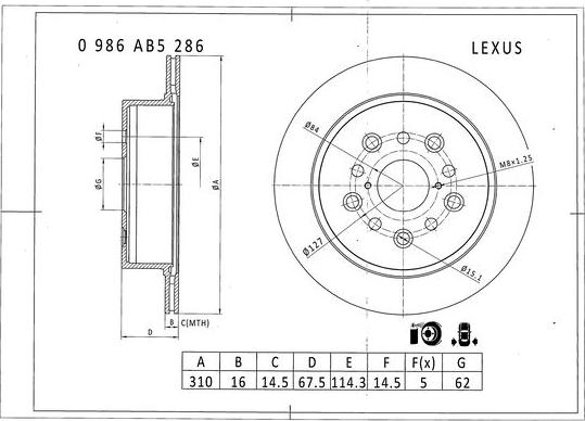 BOSCH 0 986 AB5 286 - Jarrulevy inparts.fi