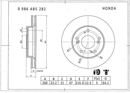 BOSCH 0 986 AB5 282 - Jarrulevy inparts.fi