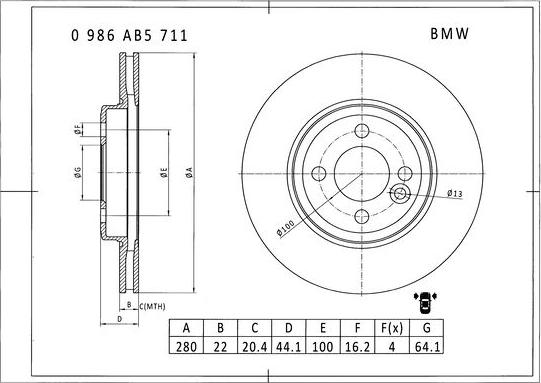 BOSCH 0 986 AB5 711 - Jarrulevy inparts.fi