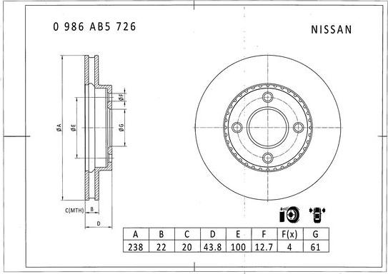 BOSCH 0 986 AB5 726 - Jarrulevy inparts.fi