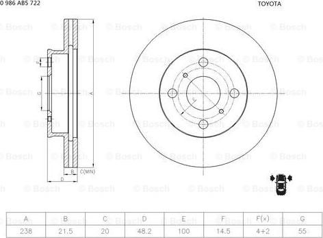 BOSCH 0 986 AB5 722 - Jarrulevy inparts.fi