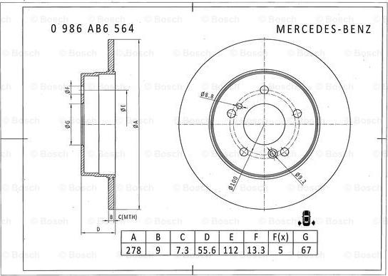 BOSCH 0 986 AB6 564 - Jarrulevy inparts.fi