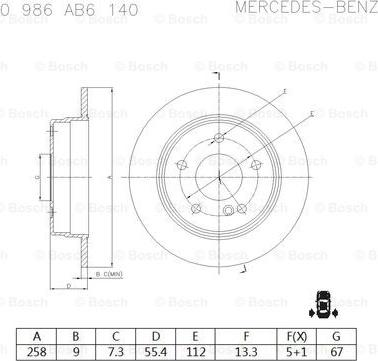 BOSCH 0 986 AB6 140 - Jarrulevy inparts.fi