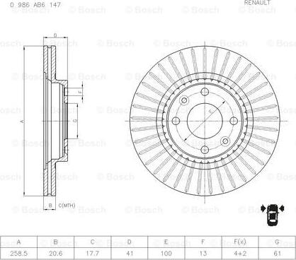 BOSCH 0 986 AB6 147 - Jarrulevy inparts.fi