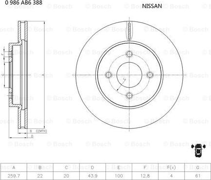 BOSCH 0 986 AB6 388 - Jarrulevy inparts.fi