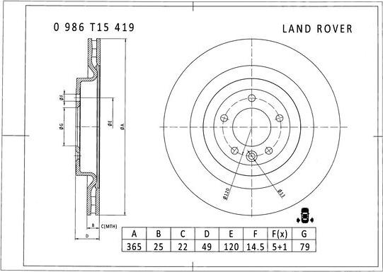 BOSCH 0 986 T15 419 - Jarrulevy inparts.fi