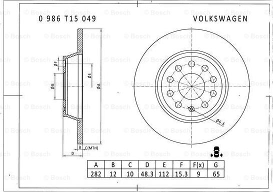 BOSCH 0 986 T15 049 - Jarrulevy inparts.fi