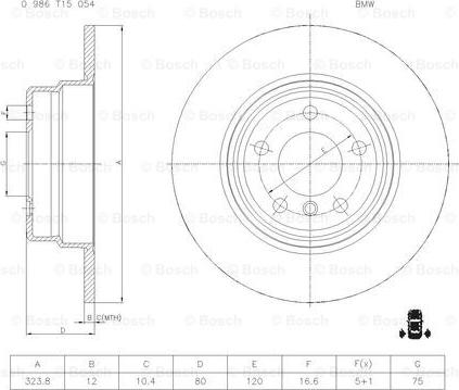 BOSCH 0 986 T15 054 - Jarrulevy inparts.fi