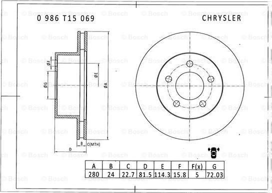 BOSCH 0 986 T15 069 - Jarrulevy inparts.fi