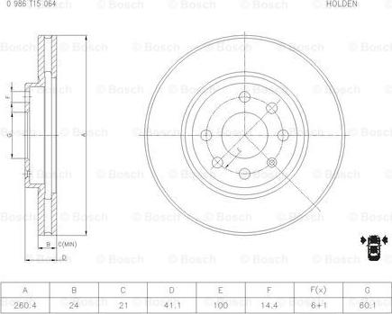 BOSCH 0 986 T15 064 - Jarrulevy inparts.fi