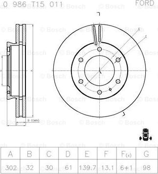 BOSCH 0 986 T15 011 - Jarrulevy inparts.fi