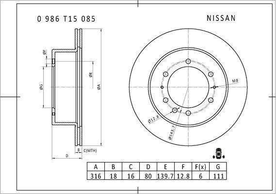 BOSCH 0 986 T15 085 - Jarrulevy inparts.fi