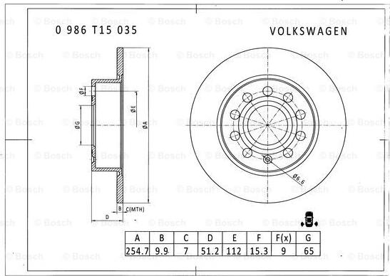 BOSCH 0 986 T15 035 - Jarrulevy inparts.fi