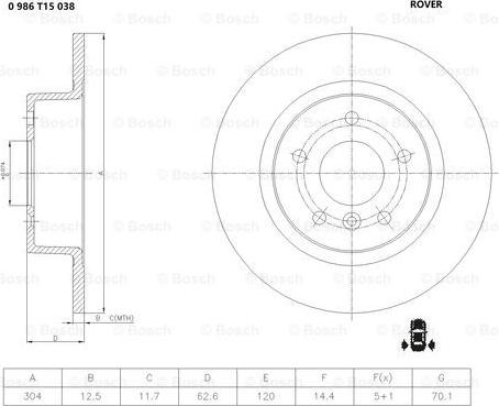 BOSCH 0 986 T15 038 - Jarrulevy inparts.fi