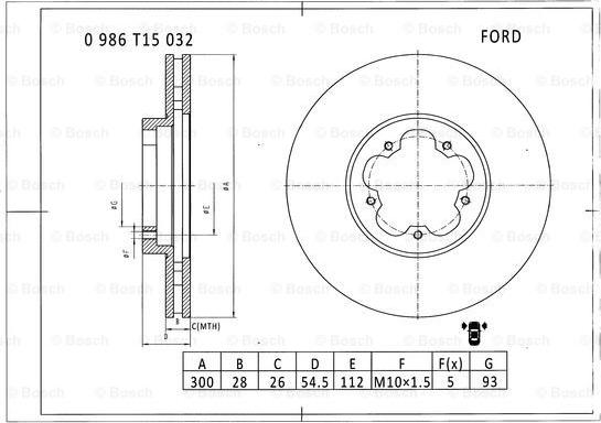 BOSCH 0 986 T15 032 - Jarrulevy inparts.fi