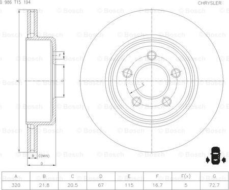 BOSCH 0 986 T15 194 - Jarrulevy inparts.fi