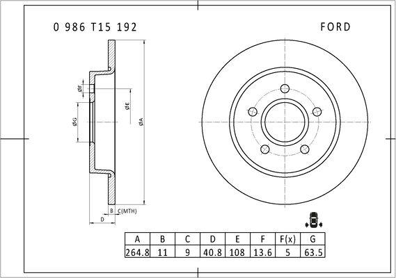 BOSCH 0 986 T15 192 - Jarrulevy inparts.fi