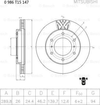 BOSCH 0 986 T15 147 - Jarrulevy inparts.fi