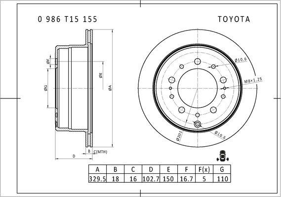 BOSCH 0 986 T15 155 - Jarrulevy inparts.fi