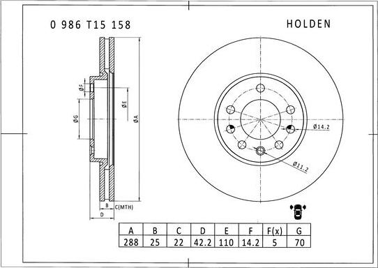 BOSCH 0 986 T15 158 - Jarrulevy inparts.fi