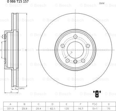 BOSCH 0 986 T15 157 - Jarrulevy inparts.fi