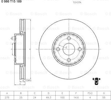 BOSCH 0 986 T15 189 - Jarrulevy inparts.fi