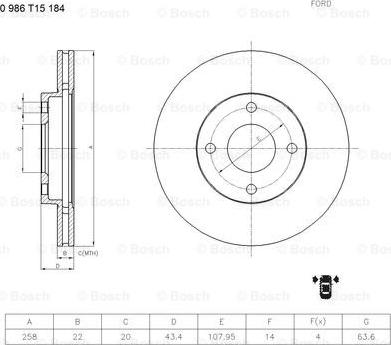 BOSCH 0 986 T15 184 - Jarrulevy inparts.fi