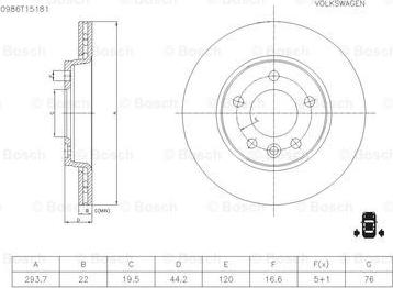 BOSCH 0 986 T15 181 - Jarrulevy inparts.fi