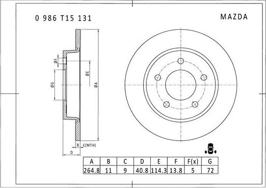 BOSCH 0 986 T15 131 - Jarrulevy inparts.fi