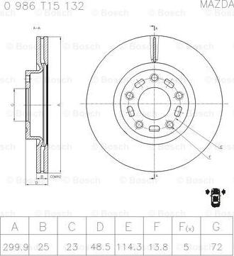 BOSCH 0 986 T15 132 - Jarrulevy inparts.fi