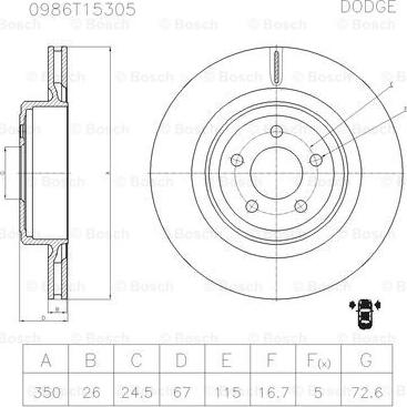 BOSCH 0 986 T15 305 - Jarrulevy inparts.fi