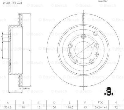 BOSCH 0 986 T15 308 - Jarrulevy inparts.fi