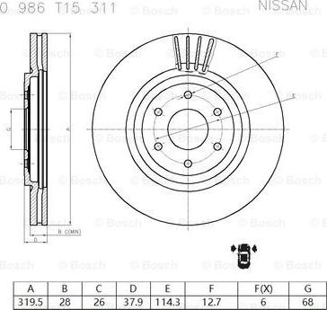 BOSCH 0 986 T15 311 - Jarrulevy inparts.fi