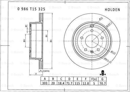 BOSCH 0 986 T15 325 - Jarrulevy inparts.fi