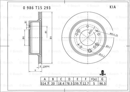 BOSCH 0 986 T15 293 - Jarrulevy inparts.fi