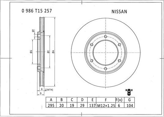 BOSCH 0 986 T15 257 - Jarrulevy inparts.fi