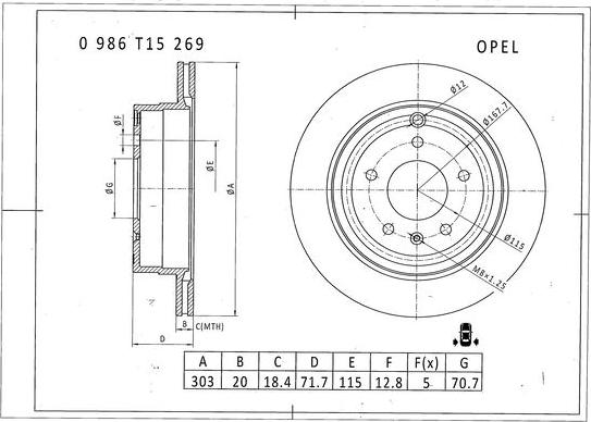 BOSCH 0 986 T15 269 - Jarrulevy inparts.fi